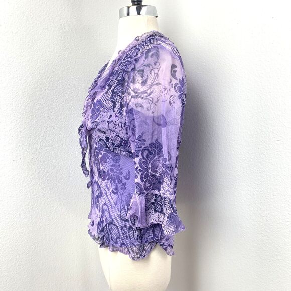 Vintage Y2K Purple Silk Blouse PL Layered Lightweight Boho Fairy Whimsy Goth - Picture 8 of 13